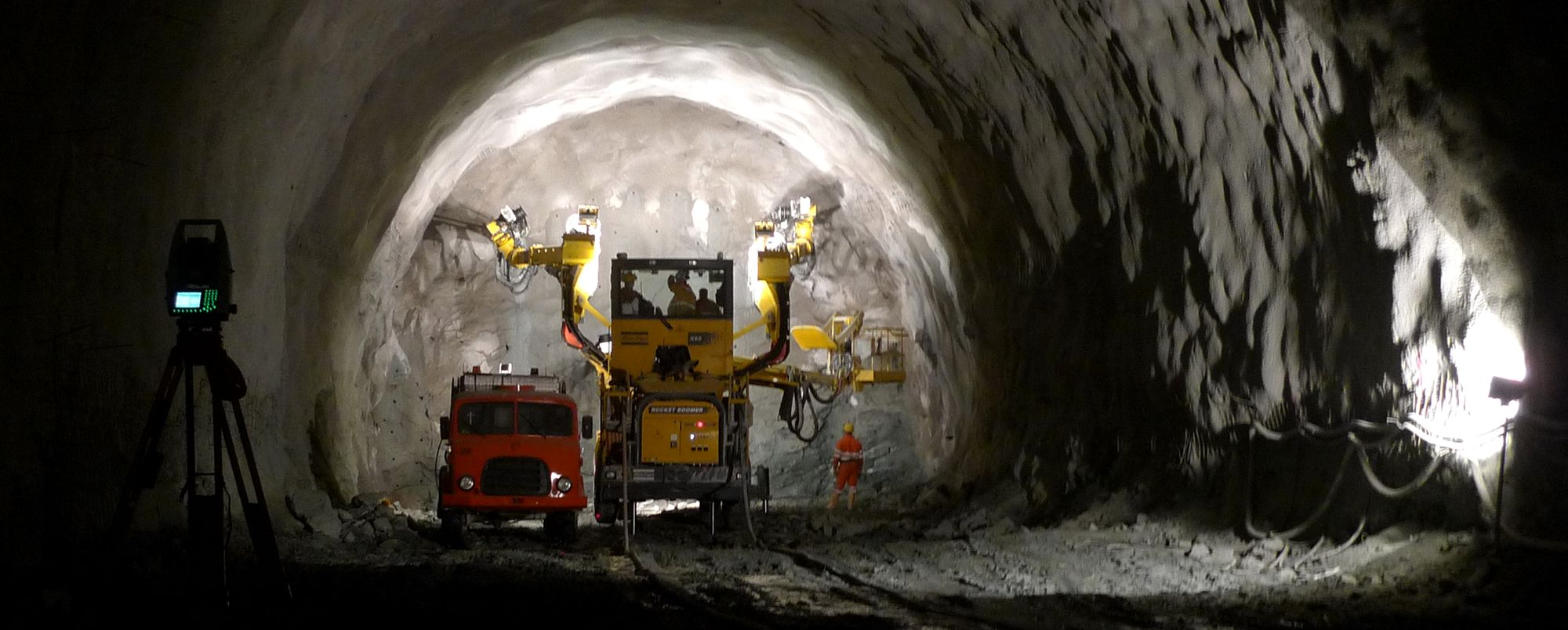 Vermessung im Tunnelvortrieb an der A9 bei Visp